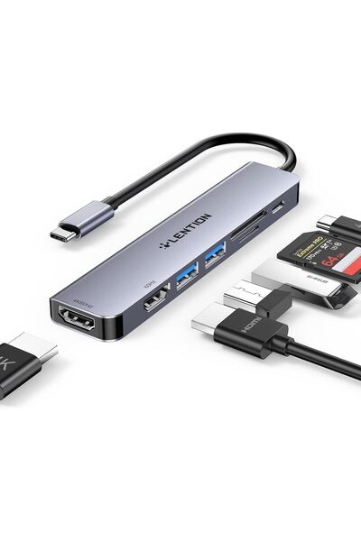 LENTION 7 in 1 USB C Hub with Dual HDMI for MacBook