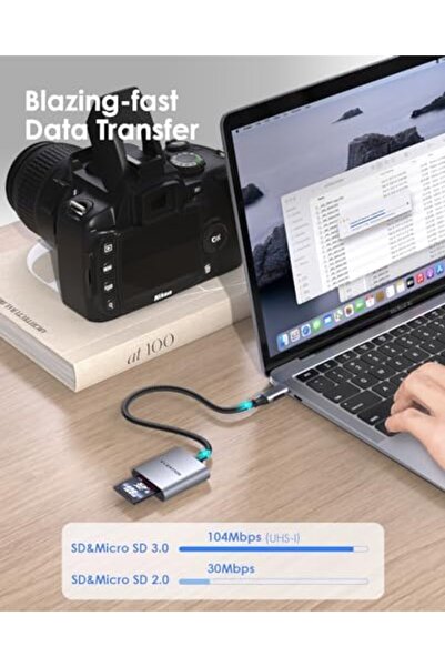 LENTION قارئ بطاقات USB C إلى SD/Micro SD، محول بطاقات SD 3.0 من النوع C متوافق مع أجهزة MacBook Pr 2023-2016