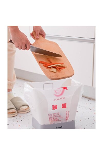 easybox Flippy Extensible Trash Bin, Plastic, Adjustable & Foldable, 21x25x17 cm, White/Gray