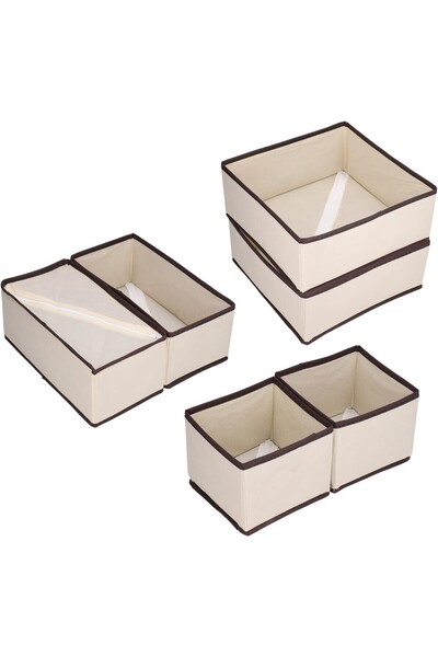 Flippy Drawer Organizer, Flippy, 3 Sizes, for Underwear, T-Shirts, Socks, 6 Pieces, Foldable, Fabric, White