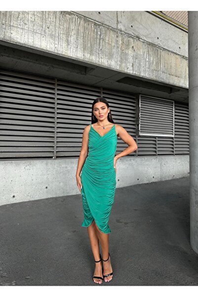 Modafeminen Rochie de seară cu detaliu elastic din țesătură Sandy 583278 EMERALD