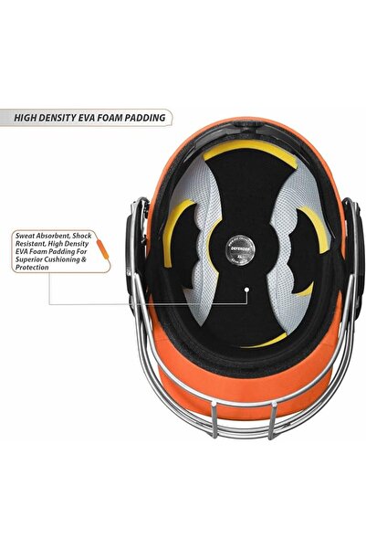DSC Scud Premium Cricket Helmet for Men & Boys | Large | Orange | Steel Grill + Neck Guard