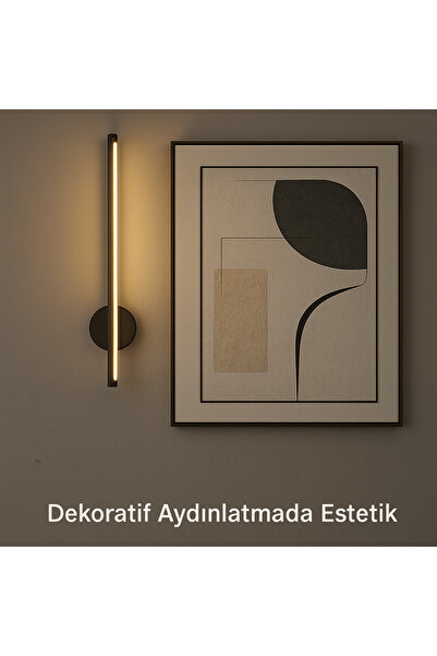 luxshome Kılıç Modern Pilli Aplik Tak Çalıştır Kablosuz Ledli Aplik Pil Dahildir 35cm Siyah Kasa - Sarı Işık