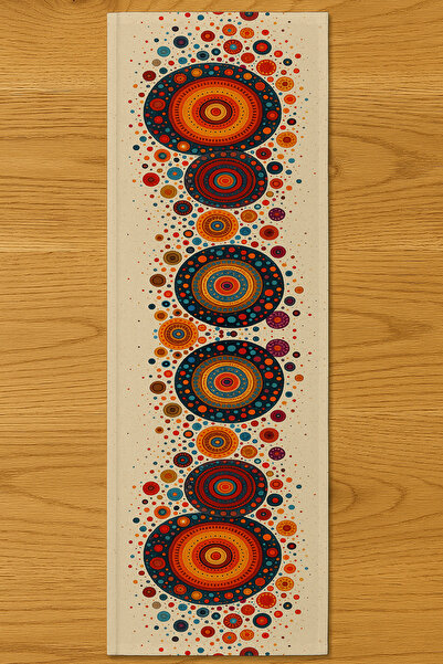 Else Dekor Διακοσμητικό ρολό με μοτίβο έθνικ δαχτυλιδιών με ψηφιακή εκτύπωση που πλένεται 40x140cm