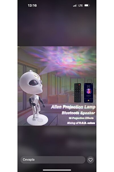 BONJUX Galaxy Projektör Işığı Alien Bluetooth Hoparlör Lazer Yıldız Projektör Işığı Gece Lambası