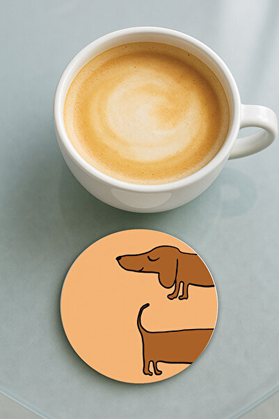 Cekuonline قاعدة كوب دائرية من البليكسي مع نقش مطبوع على شكل كلب سجق منفرد