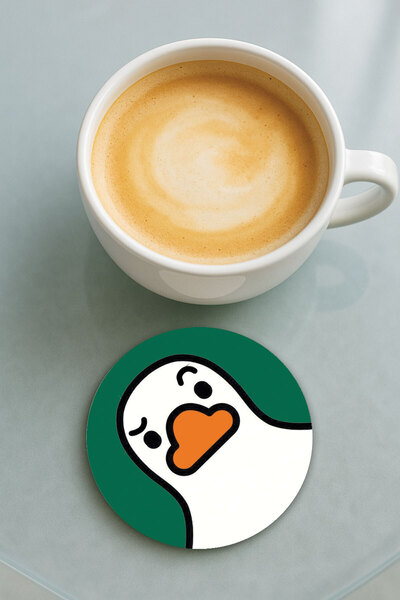 Cekuonline Round Plexiglass Coaster with Printed Pattern Single Confused Duck
