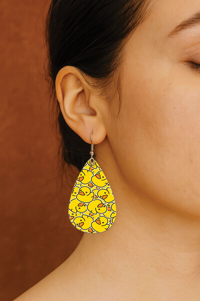 Cekuonline Women's Earrings Patterned Stylist Hook Printed Earrings Drop Transparent Chicks