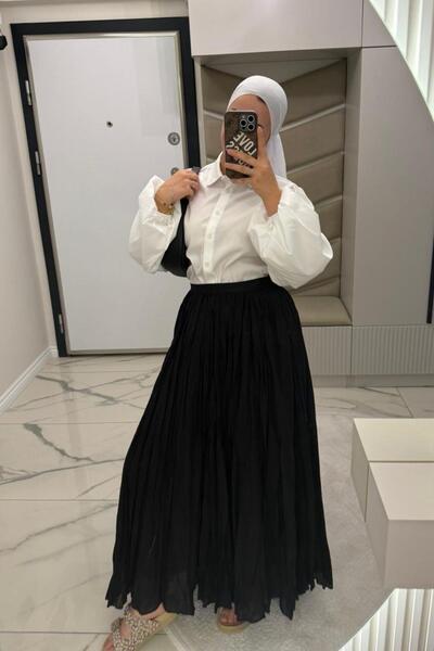 megapol giyim Women's Black Lined Skirt