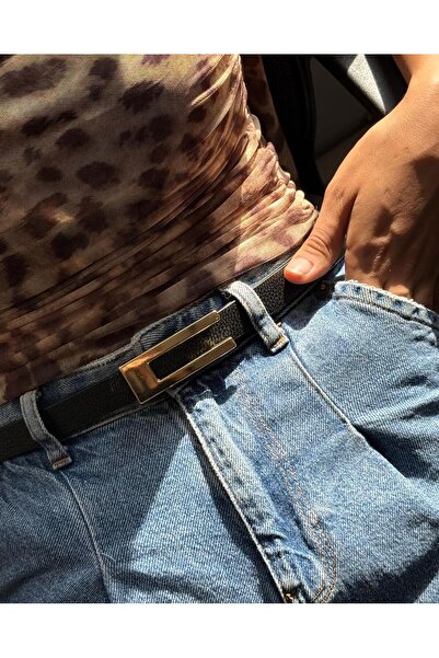 LİA KEMER Класичний прямий ремінь із золотою пряжкою