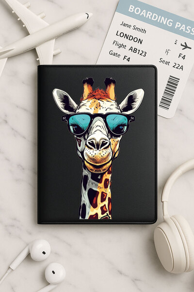 Cekuonline حافظة جواز سفر من الجلد الأسود من Vinleks لجميع جوازات السفر، مزين...