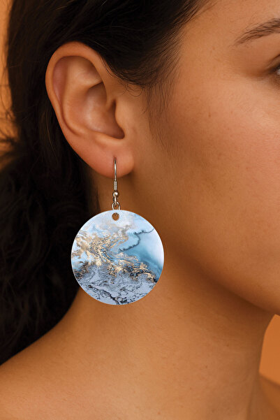 Cekuonline Women's Earrings Patterned Stylist Hooked 3.5X5Cm Round Transparen...