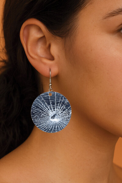 Cekuonline أقراط نسائية منقوشة بتصميم أنيق مقاس 3.5 × 5 سم أقراط دائرية شفافة...