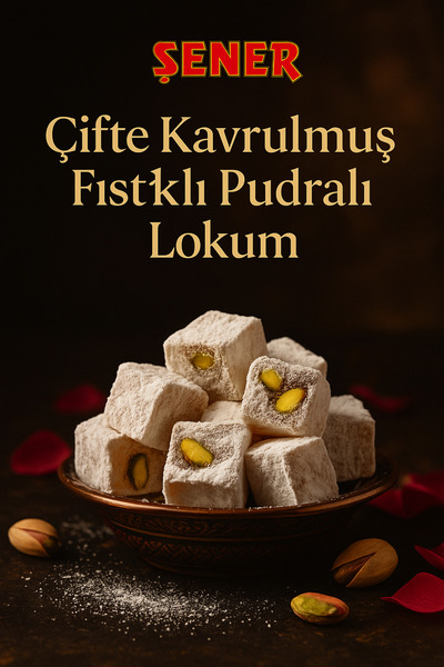 Şener Antep Fıstıklı Pudralı Çifte Kavrulmuş Lokum 100 Gr