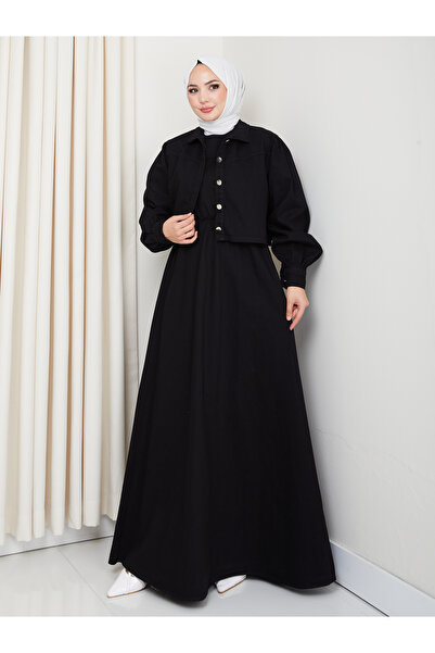 EFSUN MODA ΦΟΡΕΜΑ ΜΕ ΣΑΚΑΚΙ ΔΙΠΛΟ ΤΖΙΝ ΣΕΤ ΤΕΣΤΟΥΡ ΔΥΟ ΤΕΜΑΧΙΑ ΜΑΥΡΟ