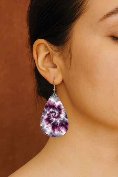 Cekuonline Women's Earrings Patterned Stylist Hook Printed Earrings Drop Tran...