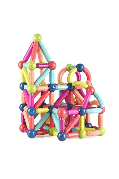 Joynix Set Educativ Magnetic cu Bete si Bile, 128 de Piese pentru Constructii 2D si 3D