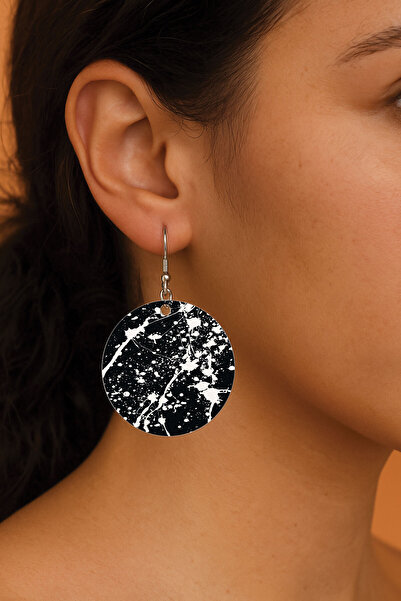 Cekuonline Women's Earrings Patterned Stylist Hooked 3.5X5Cm Round Transparen...