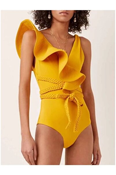 Mixbo Costum de Baie Mixbo, Intreg, cu Snur si Volane, Elegant Yellow, marime L