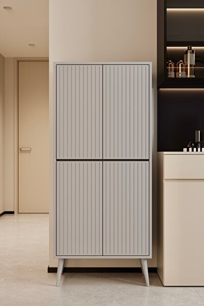 enwood CAPELLA SİS GRİ MDF ÇOK AMAÇLI KİLER-MUTFAK DOLABI 158 CM
