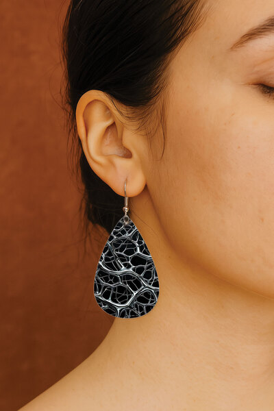 Cekuonline Women's Earrings Patterned Stylist Hook Printed Earrings Drop Transparent Colette