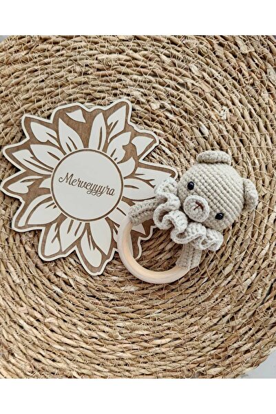 Merveyyyra Pamuk İpliğinden Örgü Ayıcık Çıngıraklı Diş Kaşıyıcı