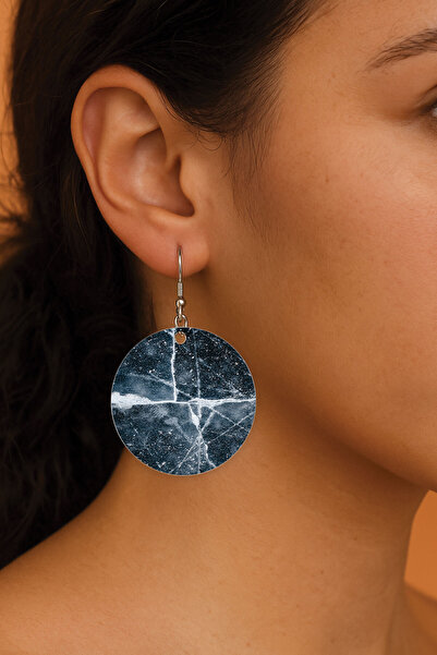 Cekuonline Women's Earrings Patterned Stylist Hooked 3.5X5Cm Round Transparen...