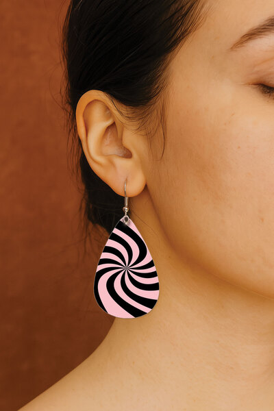 Cekuonline Women's Earrings Patterned Stylist Hook Printed Earrings Drop Transparent Amaya