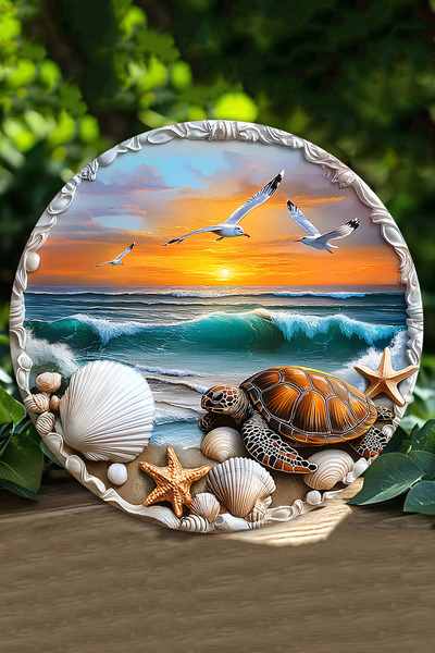 kutuTR Dekoratif UV Baskılı 3D GÜRÜNÜMLÜ MDF Duvar Süsü – Deniz ve Gün Batımı...