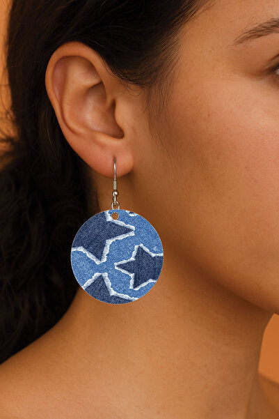 Cekuonline Women's Earrings Patterned Stylist Hooked 3.5X5Cm Round Transparen...