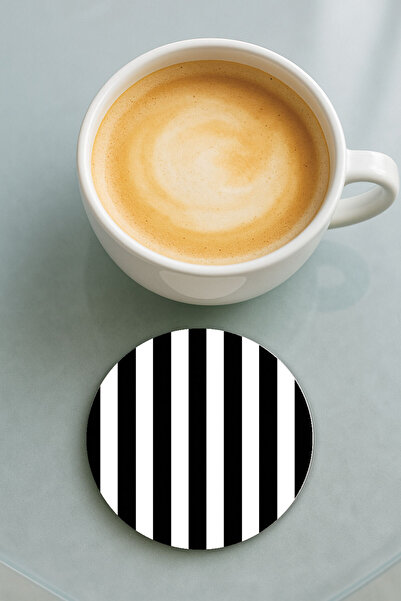 Cekuonline قاعدة كوب دائرية من البليكسي مع نمط مطبوع، تصميم فريد باللونين الأسود والأبيض