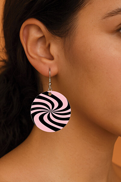 Cekuonline Women's Earrings Patterned Stylist Hooked 3.5X5Cm Round Transparent Earrings Amaya