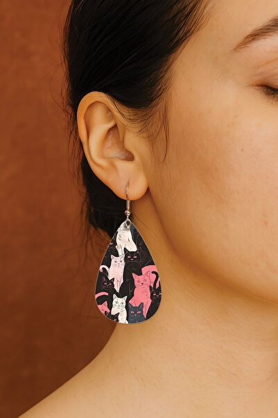 Cekuonline Women's Earrings Patterned Stylist Hook Printed Earrings Drop Transparent Claire