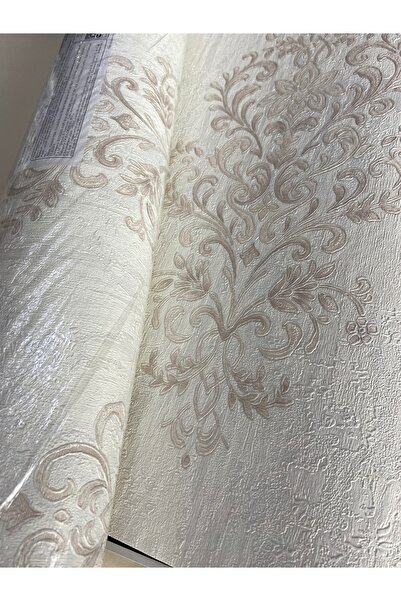 KOÇ YAPI DEKOR Tutkal hediye 16 m2 ithal krem kabartmalı Damask silinebilir duvar kağıdı
