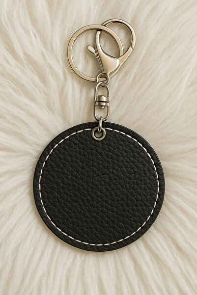 Cekuonline 1St Grade Faux Leather Patterned Printed Metal Hook Keychain 6X6Cm Black - Kai R