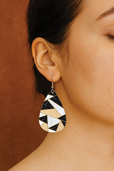 Cekuonline Women's Earrings Patterned Stylist Hook Printed Earrings Drop Transparent April Marble