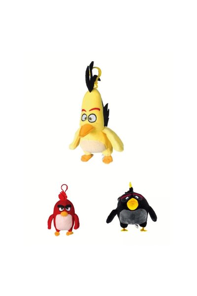 OEM Set 3 Plush Toys, Angry Birds, Keychain Type, Multicolor, 12 cm