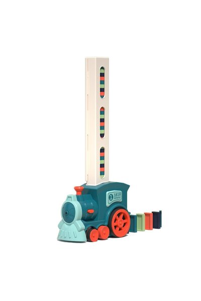 Joynix Electric Train with Domino Pieces, Automatic Piece Release, Direction Control, Blue,