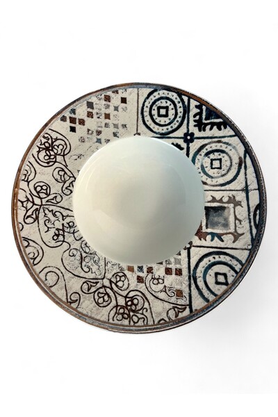La Mediterranea Deep pasta plate, rustic pattern, 28 cm