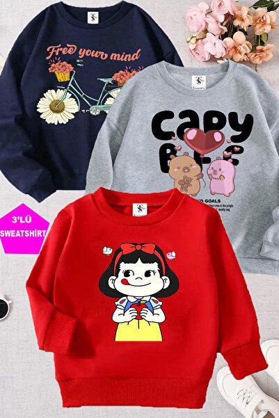 twins tailors سويت شيرت للفتيات من كابيبارا آند جيرل مطبوع باللون الرمادي وال...