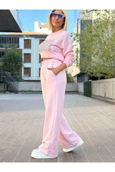 Kokoşum Butik 5773 Πέτρινο Φούτερ Ροζ