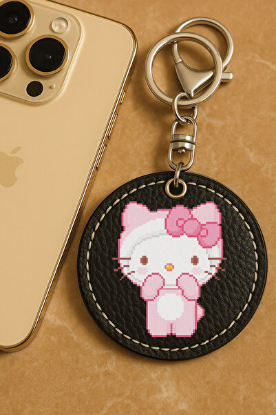 Cekuonline سلسلة مفاتيح معدنية مطبوعة بنمط جلد صناعي من الدرجة الأولى مقاس 6 × 6 سم باللون الأسود - هيلو بيكسل