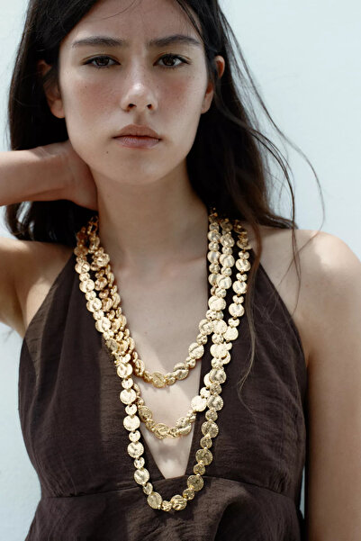 SU PERİSİ TAKI BİJUTERİ Marka Model Gold Para Kolye