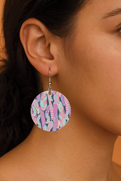 Cekuonline Women's Earrings Patterned Stylist Hooked 3.5X5Cm Round Transparen...