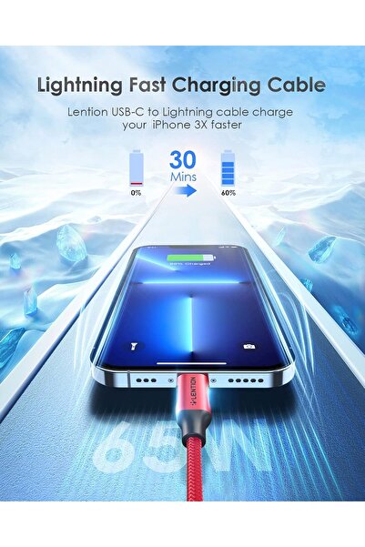 LENTION USB-C to Lightning Charging Cable 6ft(2M) & Stable Driver Certified iPhone 12 Pro Charger Co