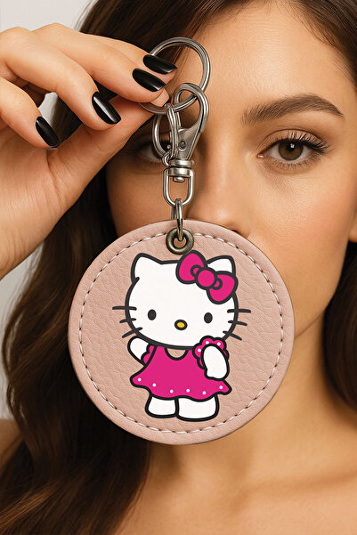 Cekuonline Premium Faux Leather Patterned Themed Metal Hook Keychain 6X6Cm Pi...