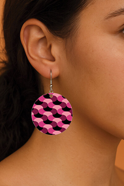 Cekuonline Women's Earrings Patterned Stylist Hooked 3.5X5Cm Round Transparent Earrings Alpha