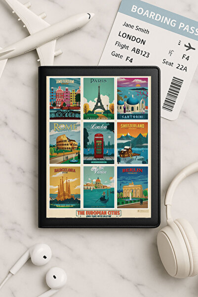 Cekuonline حافظة جواز سفر من الجلد الأسود من Vinleks لجميع جوازات السفر في أو...