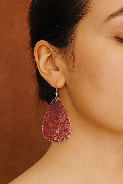 Cekuonline Women's Earrings Patterned Stylist Hook Printed Earrings Drop Transparent Lace