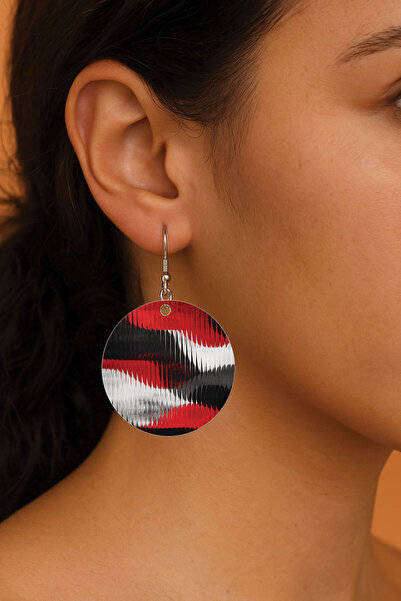 Cekuonline Women's Earrings Patterned Stylist Hooked 3.5X5Cm Round Transparent Earrings Alina